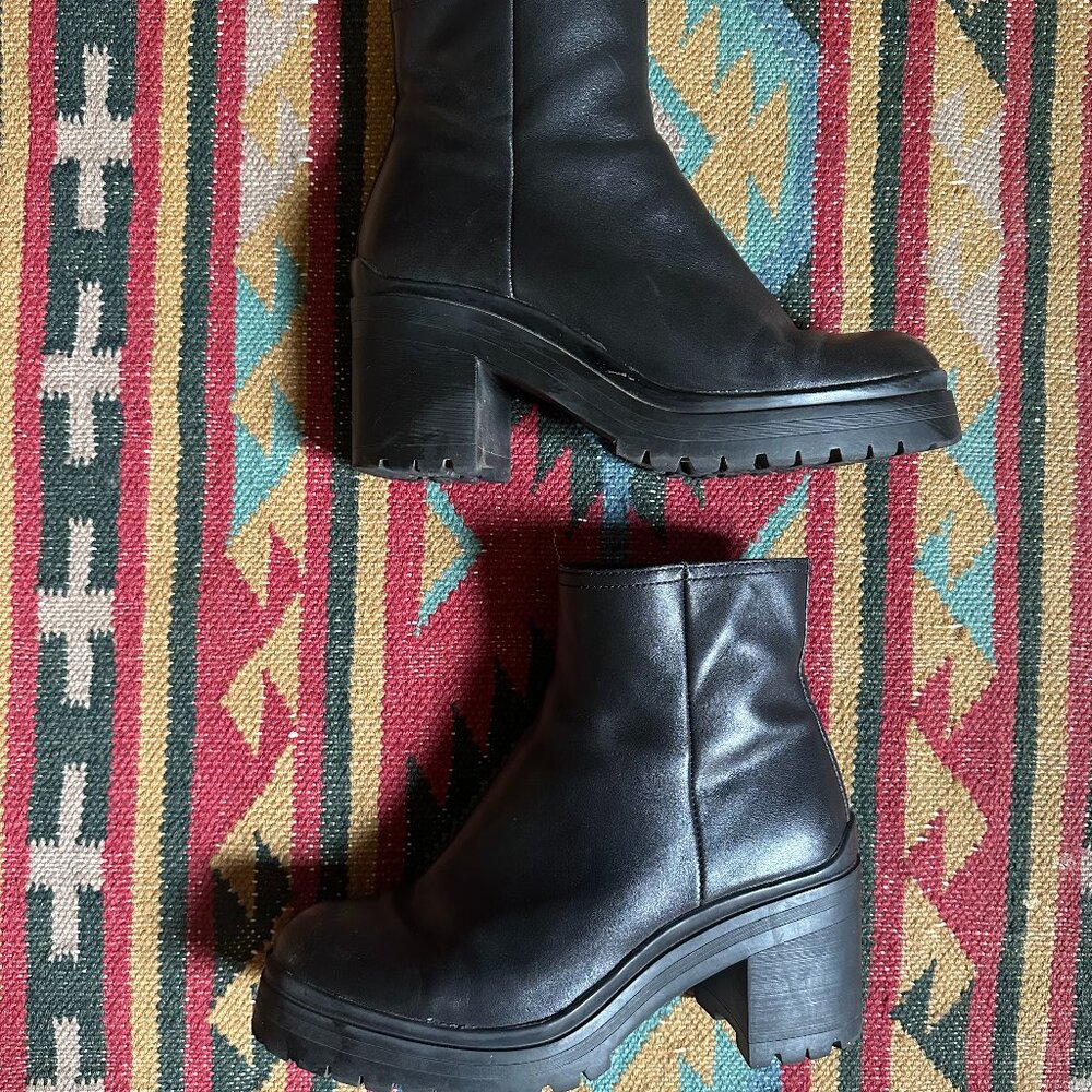 Jeffrey Campbell Tracker Block-Heel Black Platform Booties